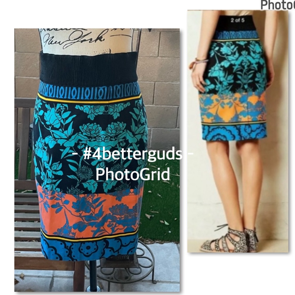 Plenty by Tracy Reese Floral Vase Colorful Print Cotton Pencil Skirt Sz 0 - Picture 2 of 16